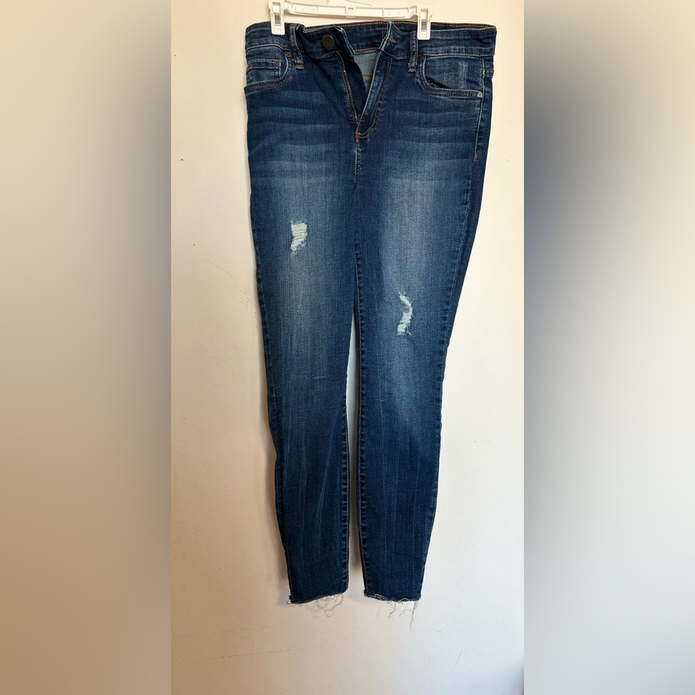 Kut from the Kloth Size 2 High Rise Distressed Ankle Skinny Jeans